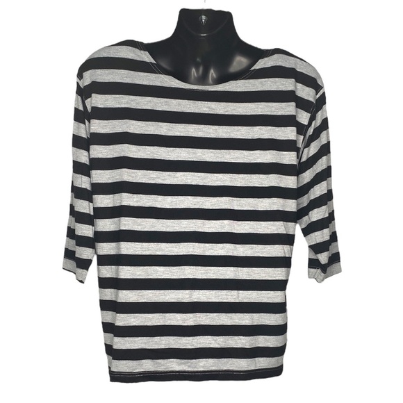 Separate Issue Boatneck Striped Long Sleeve Shirt (Size: XL, Color: Black/Grey) - Picture 2 of 3